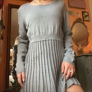 Gray long sleeved sweater dress
